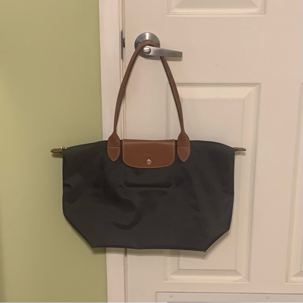 Longchamp Black and Brown Shoulder Bag